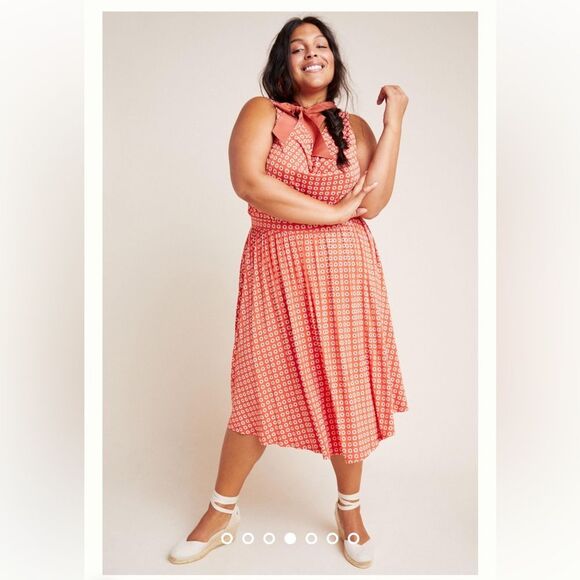 Anthropologie Maeve Brianne Cowl Neck Dress in Tangerine 1X NWOT - Picture 2 of 15